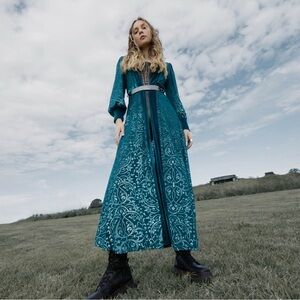 BlackMilk x The Witcher Burned Velvet Triss Silver Maxi Jacket